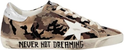 Picture of Golden Goose Super-Star Women's Distressed Sneakers Camou Flock Upper Leather Star Laminated Heel Signature Foxing - Size 36