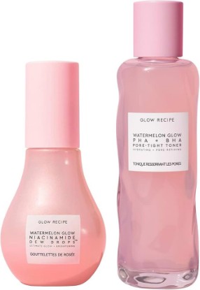 Picture of Glow Recipe Niacinamide Dew Drops Facial Serum & Illuminating Makeup Primer (40 ml) + Watermelon Glow PHA + BHA Facial Toner & Pore Minimizer with Hyaluronic Acid (150 ml)