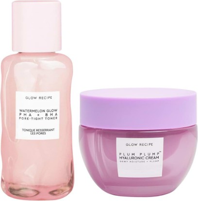Picture of Glow Recipe Glow Reciple Mini Watermelon Glow PHA + BHA Facial Toner & Pore Minimizer with Hyaluronic Acid (40 ml) + Plum Plump Hyaluronic Acid Moisturizer Face Cream for Dry Skin (50 ml)