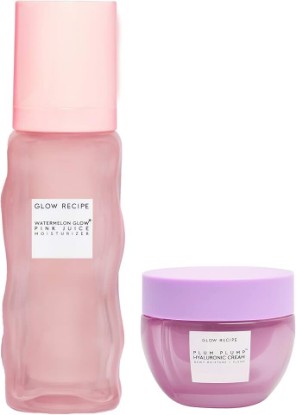 Picture of Glow Recipe Plum Plump Hyaluronic Acid Face Cream (20 ml) - Dewy Glow Hydrating Skin Moisturizer to Plump, Balance & Brighten + Pink Juice Hydrating Face Moisturizer for Dry Skin (50 ml)