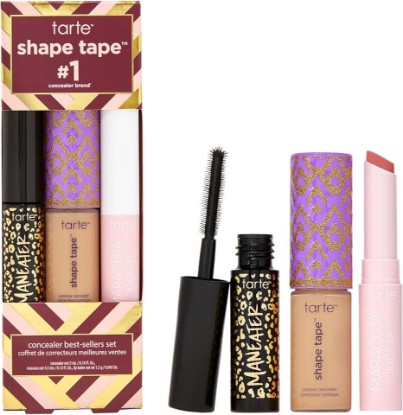 Picture of tarte shape tape best-sellers set – Shape Tape Concealer, Hydrating Lip Gloss Balm & Mascara for Curl, Volume & Length, Longwear, Cruelty Free