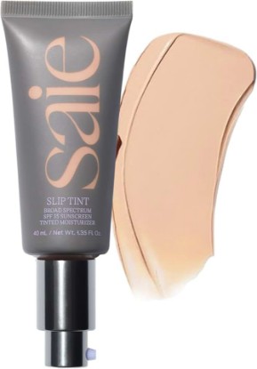 Picture of Saie Slip Tint Tinted Moisturizer with SPF 35 - Light Coverage, Glowy Skin Tint & Mineral Sunscreen for Face with Hydrating Hyaluronic Acid - Summer Makeup Essential - Shade Three (1.35 oz)