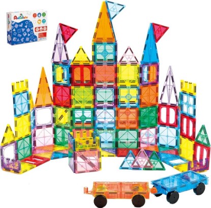 Picture of Anbalulu 134PCS Magnetic Building Tiles: Durable STEM Toys with Strong Magnets for Kids, Educational Building Blocks for Group Play Activities | Gift for Boys Girls 3+ Global Recycled Standard