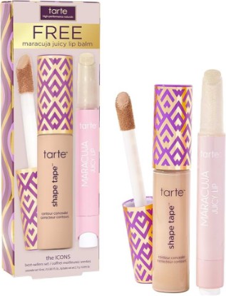 Picture of tarte icons shape tape concealer & maracuja juicy lip duo – Full Coverage Concealer for Dark Circles & Fine Lines with Hydrating Nourishing Lip Gloss Balm, Vegan & Cruelty Free