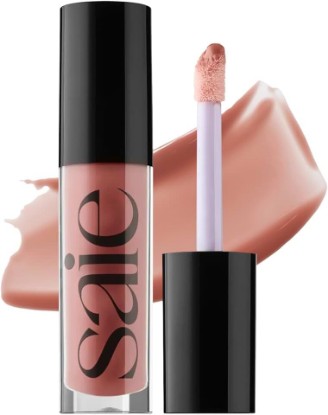 Picture of Saie Glossybounce - Hydrating Lip Gloss and Tinted Lip Oil Hybrid with Hyaluronic Acid & Jojoba Oil for Non-Sticky, Ultra-Shiny, Plump & Soft Lips - Everyday Makeup Essential - Dip (.17 oz)