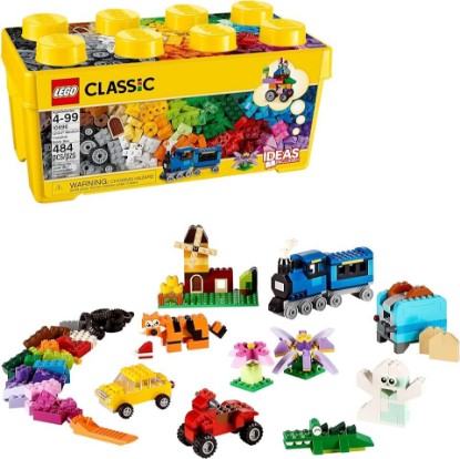Picture of LEGO Classic Medium Creative Brick Box 10696 Building Toy Set - Featuring Storage, Includes Train, Car, and a Tiger Figure, and Playset for Kids, Boys, and Girls Ages 4-99