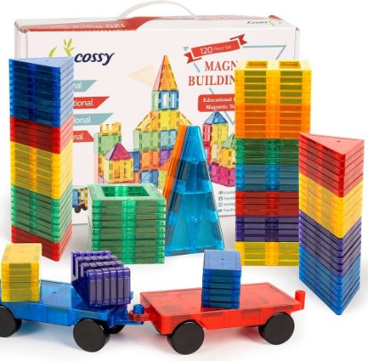 Picture of cossy 120Pcs Magnetic Tiles Magnetic 3D Building Blocks Set Educational Construction Toys for 3 4 5 6 7 8 Year Old Boy and Girl with Stronger Magnets, Educational Toys, Recreational, Conventional