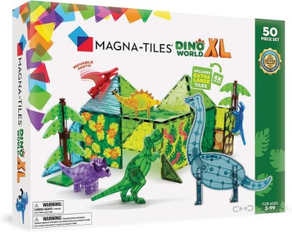 Picture of MAGNA-TILES Dino World XL 50-Piece Magnetic Construction Set, The ORIGINAL Magnetic Building Brand