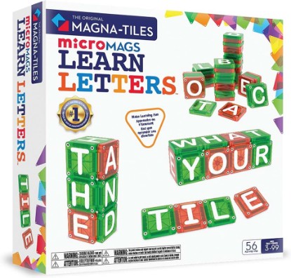 Picture of MAGNA-TILES microMAGS Learn Letters 56-Piece Magnetic Construction Set, The Original Magnetic Building Brand