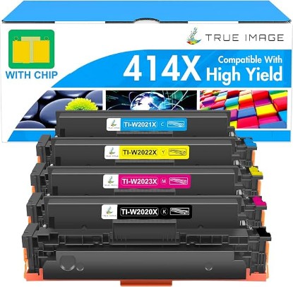Picture of 414X Toner Cartridges 4 Pack High Yield: 414A MFP M479fdw M479 414 Compatible for HP414X Color LaserJet Pro M479fdw M479fdn M454dn M454dw M455dn M454 Printer Ink with Chip Black Cyan Yellow Magenta