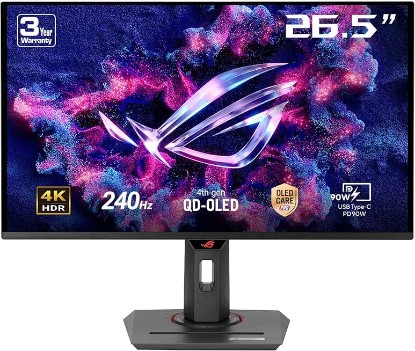 Picture of ASUS ROG Strix 27” 4K QD-OLED Gaming Monitor (XG27UCDMG) - 240Hz, 0.03ms, Anti-Flicker 2.0, Custom Heatsink, Care Pro, Neo Proximity Sensor, 99% DCI-P3, True 10-bit Color, 3 yr Warranty