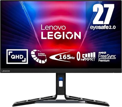 Picture of Lenovo Legion R27q-30 Gaming Monitor, 27” QHD Display, 180Hz, 0.5ms Response, AMD FreeSync Premium, Lift/Tilt/Pivot/Swivel Stand, HDMI 2.1 and DisplayPort 1.4, 350 nits, Raven Black