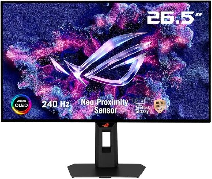 Picture of ASUS ROG Strix 27” OLED Gaming Monitor (XG27AQDMGR) - 27-inch (26.5-inch viewable) 1440p TrueBlack Glossy, 240 Hz, Neo Proximity Sensor, OLED Care Pro, ELMB, DisplayWidget Center