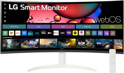Picture of LG 34SR60QC-W 34-inch QHD (3440x1440) Curved Smart Monitor with Streaming, UltraWide Screen, webOS, HDR10, 100Hz, Built-in Speaker, AirPlay2, Screen Share, Bluetooth, ThinQ App, White