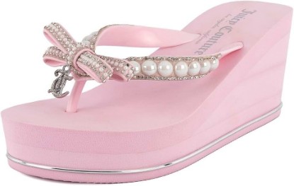 Picture of Juicy Couture Women’s Wedge Platform Flip Flops, Fashion Beach Sandals with Soft Footbed and Thong Style
