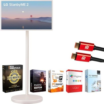 Picture of LG StanbyME 2 27" Portable Smart Touch Screen with 4hr Battery (27LX6TYGA) Bundle with Elite Suite 18, 2X HDMI Cable and Deco Gear CPS Exclusive 26 Month Protection Pack (BEACH-CPS-26M1000)