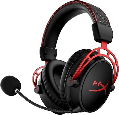 Picture of HyperX Cloud Alpha Wireless Gaming Headset for PC with DTS Headphone:X Spatial Audio, Noise-Canceling Mic, Dual Chamber Drivers, Durable Aluminum Frame - 300-Hour Life, Red (Renewed)