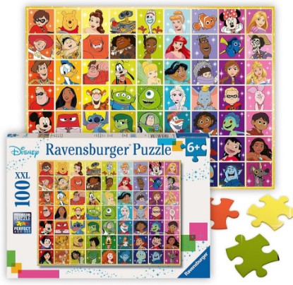 Picture of Ravensburger Disney Color Palette - 100 Piece Jigsaw Puzzle - Exciting, Colorful Grid of Disney and Pixar Favorites - Mickey & More - Premium Quality - Ideal Gift - Screen-Free Fun - Children Age 6+ The Forest Stewardship Council