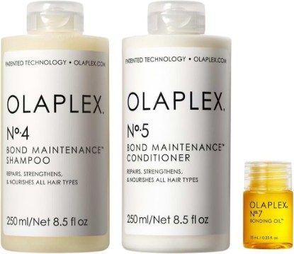 Picture of Olaplex Wash and Shine Hair Kit: No. 4, 5, 7, Shampoo & Conditioner Set | Cleanse, Hydrate, & Control Frizz Up to 72 Hours | Bonding Oil for Shine & Protect | For Coily, Curly, Straight, and Wavy
