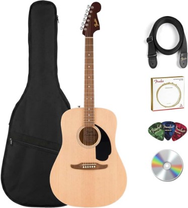Picture of Fender California Redondo Dreadnought Acoustic Guitar - Natural Bundle with Gig Bag, Strap, Strings, Picks, and Austin Bazaar Instructional Video