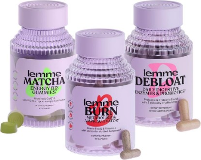Picture of Lemme Burn, Debloat & Matcha Bundle - Metabolism & Fat Burning Capsules + Bloating & Gas Relief Capsules + Energy B12 Gummies - Gluten-Free, Non-GMO - 60 ct. ea