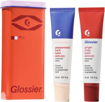 Picture of Glossier Balm Dotcom Hydrating Lip Balm Duo - Peppermint Bark & Ginger Snap - Lanolin, Beeswax & Castor Oil for Dry Lips - Nourishing Lip Care Gift Set, 2 x 15ml