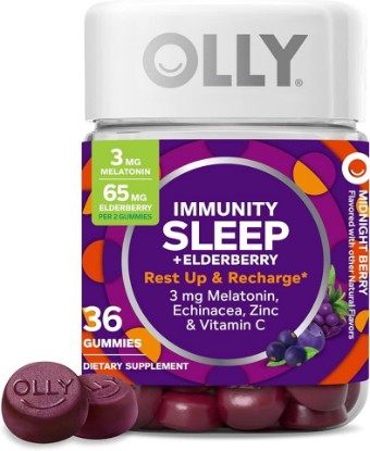 Picture of OLLY Sleep Immunity Melatonin Gummy, Vitamin C, Zinc, Echinacea, 3mg Melatonin, Immune and Sleep Support, Berry - 36