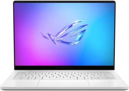 Picture of ASUS ROG Zephyrus G14 Latest (2025) 14" 3K OLED 120Hz Gaming Laptop Copilot+ PC AMD Ryzen AI 9 HX 370 NVIDIA RTX 5070 Ti 12GB 32GB LPDDR5X RAM 1TB SSD RGB KB Windows 11 Platinum White