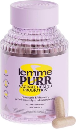 Picture of Lemme Purr Vaginal Probiotics for Women - Promotes pH Balance, Healthy Vaginal Odor & Urinary Tract Health w/Lactobacillus Blend, Clinically Tested Strains, Pineapple & Vitamin C - 60 Veggie Capsules