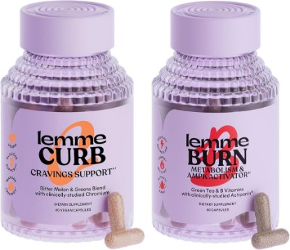 Picture of Lemme Curb and Burn - Metabolism, Cravings Support & Weight Management with Clinically Studied Chromium Picolinate, Gynostemma, Cinnamon, Green Tea, Vitamin B6 & B12 - Gluten-Free, 60 Count Ea