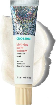 Picture of Glossier Balm Dotcom Hydrating Lip Balm - Universal Salve, Up to 12Hr Moisture - Lanolin, Beeswax & Castor Oil for Dry Lips, Cuticles & Skin - Birthday, Clear Soft Shimmer, 15ml