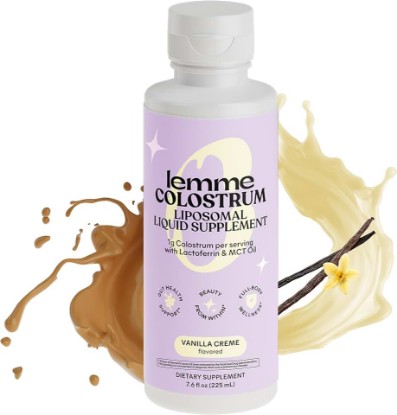Picture of Lemme Colostrum Coffee Creamer for Gut, Skin, Hair & Healthy Aging, Sugar Free Liposomal & Grass Fed 1g Colostrum w/Lactoferrin, MCT Oil, Immunoglobulins, Vanilla Creme Flavored