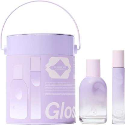 Picture of Glossier You Fleur Eau de Parfum Duo Gift Set - Unisex Fresh Floral Perfume, Skin-Scent Enhancer Smells Different on Everyone - Ylang-Ylang, Apricot Skin & Ambrox - 50ml + 8ml Travel Spray