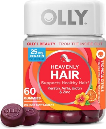 Picture of OLLY Heavenly Hair Gummy, Supports Healthy Hair, Keratin, Biotin, AMLA, Chewable Supplement, 30 Day Supply - 60 Count