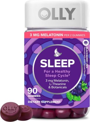 Picture of OLLY Sleep Gummy, 3mg Melatonin, L-Theanine, Chamomile, Lemon Balm, Sleep Aid, BlackBerry, 90 Count