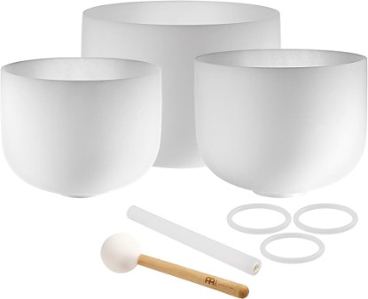 Picture of Meinl Sonic Energy Crystal Singing Bowl 3-pc Set with Mallets, High-purity Quartz — for Meditation, ASMR, Sound Therapy, Yoga