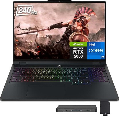 Picture of Lenovo Legion Pro 5 16" WQXGA 240Hz Gaming Laptop, Intel i7-14650HX, GeForce RTX 5060, 16GB DDR5, 2TB Storage(1TB SSD+1TB Docking Station), 24-Zone RGB Backlit Keyboard, Wi-Fi 7, Win 11 Pro, Black