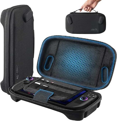 Picture of JSAUX Slim Travel Case for Lenovo Legion Go / Go S / Go 2, Compact Hard Shell Carrying Pouch for Console, Holds 8 MicroSD Cards and 5 Card Readers, Includes Carry Strap, Black Global Recycled Standard