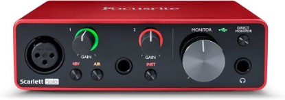 Picture of Focusrite Scarlett Solo 3rd Gen USB Audio Interface for Guitarists, Vocalists, Podcasters or Producers to record and playback studio quality sound