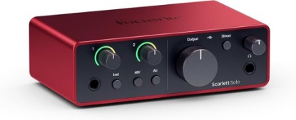 Picture of Focusrite Scarlett Solo 4th Gen USB Audio Interface, for the Guitarist, Vocalist, or Producer — High-Fidelity, Studio Quality Recording, and All the Software You Need to Record
