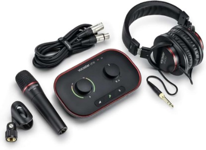 Picture of Focusrite Vocaster One Studio – Podcasting Interface for Solo Podcast Recording with Professional Quality Vocaster DM1 Dynamic Microphone & HP60v Headphones. 1 Mic Input & Headphone Output