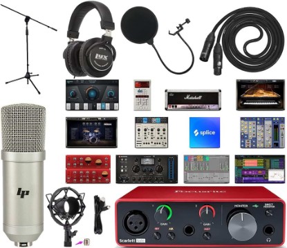 Picture of Focusrite Scarlett Solo 3rd Gen USB Audio Interface Bundle w/LyxPro Cardioid Condenser Mic, Shockmount, Pop Filter, XLR Cable, Metal Mic Stand, Studio Headphones & Focusrite Creative Software Kit