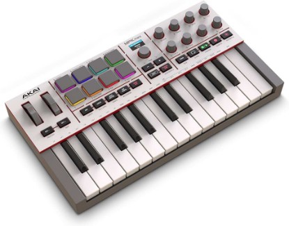 Picture of Akai Professional MPK Mini IV USB-C MIDI Keyboard Controller for Beginners and Producers - MPC Drum Pads, 360° Knobs, Pitch and Mod Wheels, Production Software, Native Instruments Sound Package, Grey