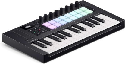 Picture of Novation Launchkey Mini 25 MK4 — Portable 25 Mini-Key, USB, MIDI Keyboard Controller with DAW Integration. Chord Mode, Scale Mode, Drum Pads, and Arpeggiator. Includes Music Creation Software Bundle